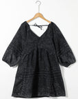 V-Neck Three Quarter Sleeve Denim Dress