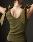 V-Neck Tie Shoulder Tank