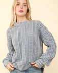 VERY J Two Tone Long Sleeve Sweater