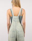 Light Gray VERY J Washed Frayed Hem Denim Overall