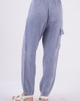 Light Gray VERY J Washed Woven Crinkle Gauze Drawstring Cargo Pants