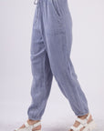 Light Gray VERY J Washed Woven Crinkle Gauze Drawstring Cargo Pants