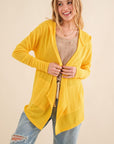 And The Why Full Size Thermal Hooded Open Front Cardigan with Pockets