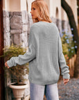 Waffle-Knit Long Sleeve Sweater