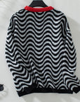 Wavy Stripes Round Neck Long Sleeve Sweater