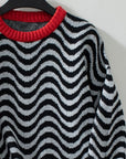 Wavy Stripes Round Neck Long Sleeve Sweater