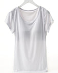 Light Gray Round Neck Short Sleeve T-Shirt with Bra