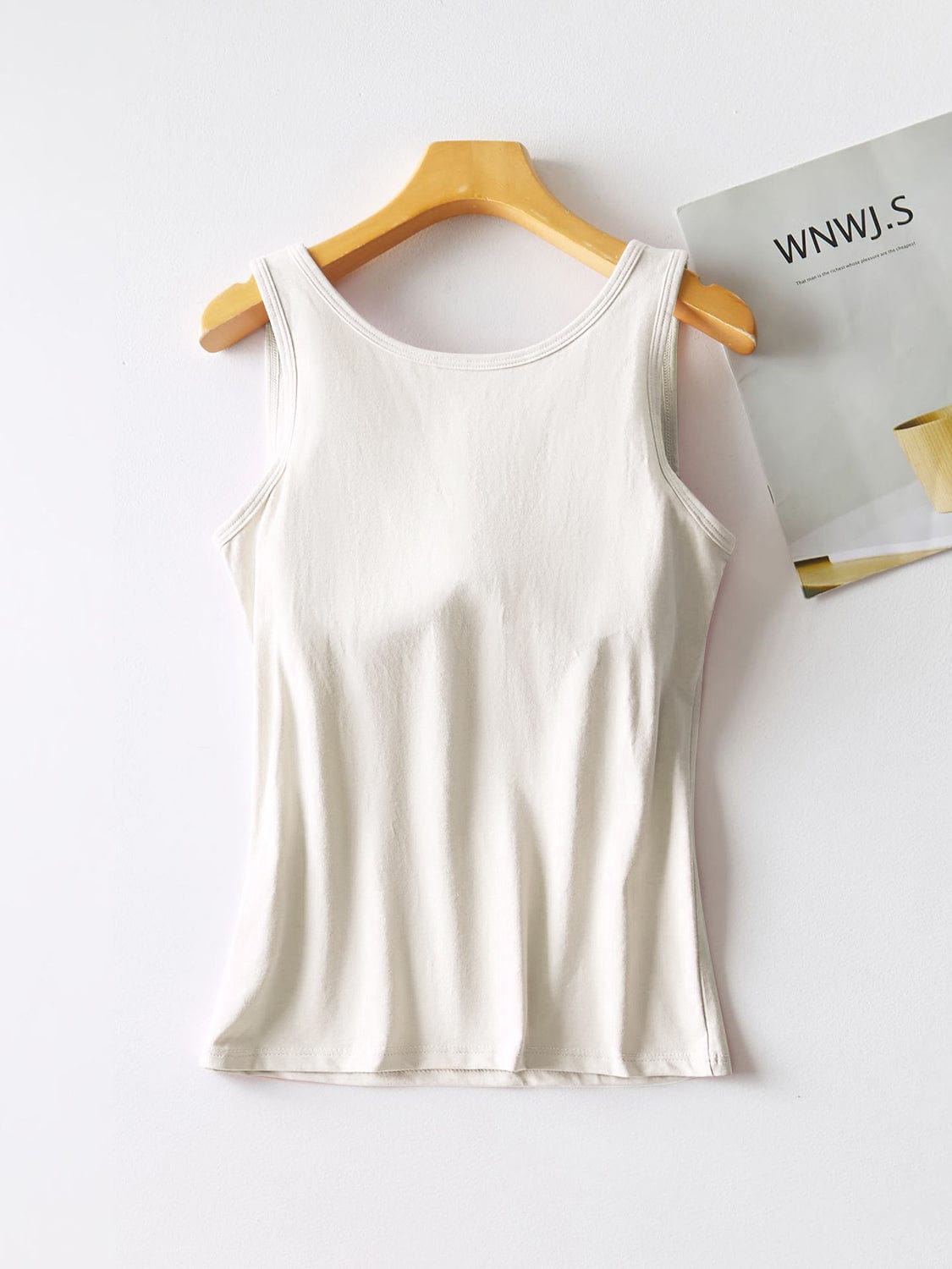 Light Gray Round Neck Tank with Bra