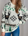 Christmas Element Round Neck Long Sleeve Sweater