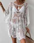 Gray Lace Round Neck Cover-Up