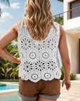 Gray Openwork Round Neck Knit Vest