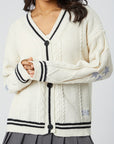 Star Embroidered V-Neck Long Sleeve Cardigan