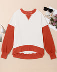 Contrast Round Neck Long Sleeve Sweatshirt