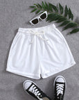 Light Slate Gray Drawstring Pocketed Elastic Waist Shorts