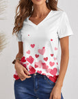 FAM-FAM Heart V-Neck Short Sleeve T-Shirt