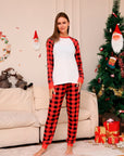 Full Size Raglan Sleeve Top and Plaid Pants Set