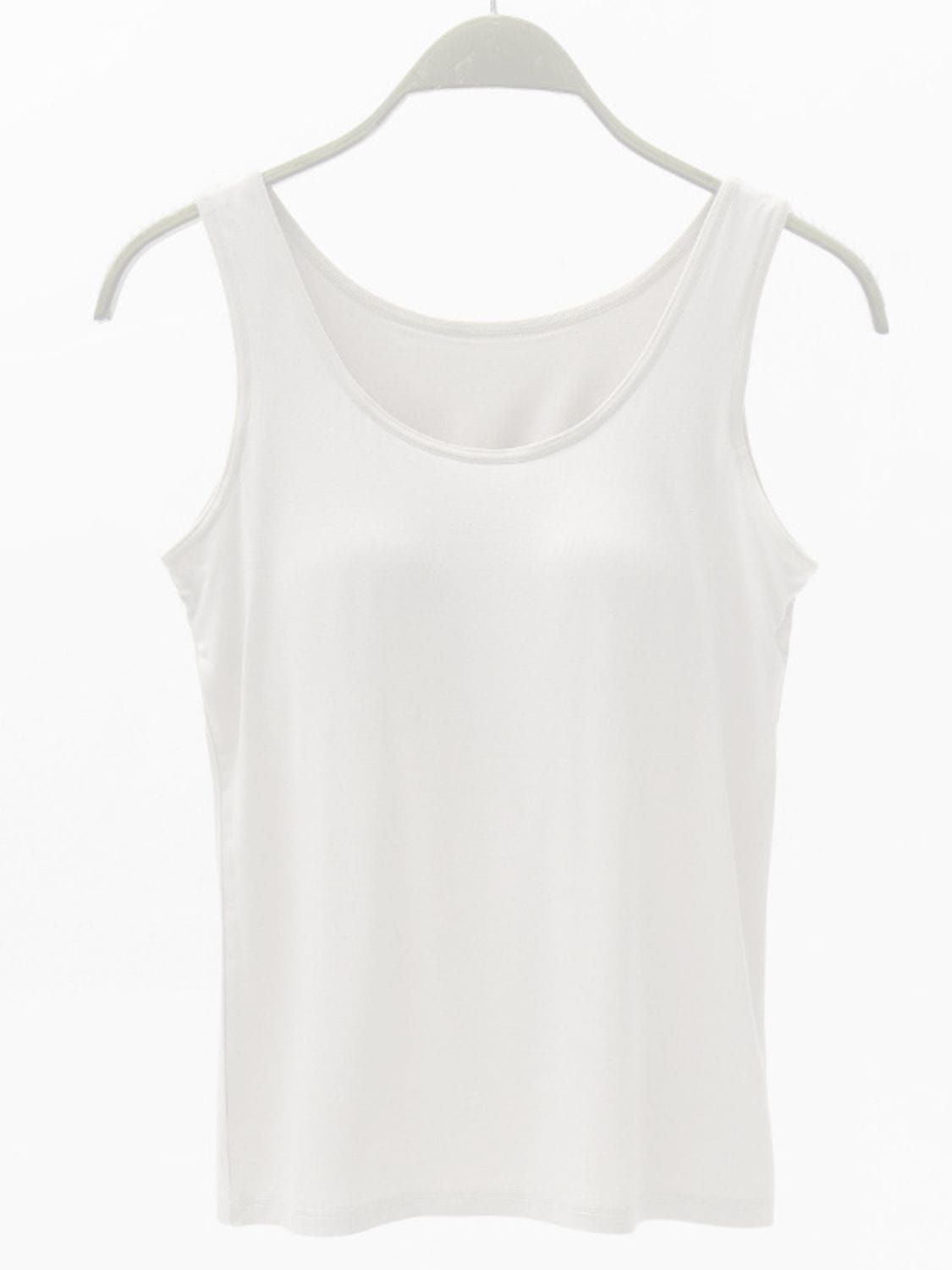 White Smoke Full Size Wide Strap Modal Tank with Bra