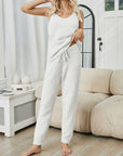 Fuzzy V-Neck Cami and Pants Lounge Set