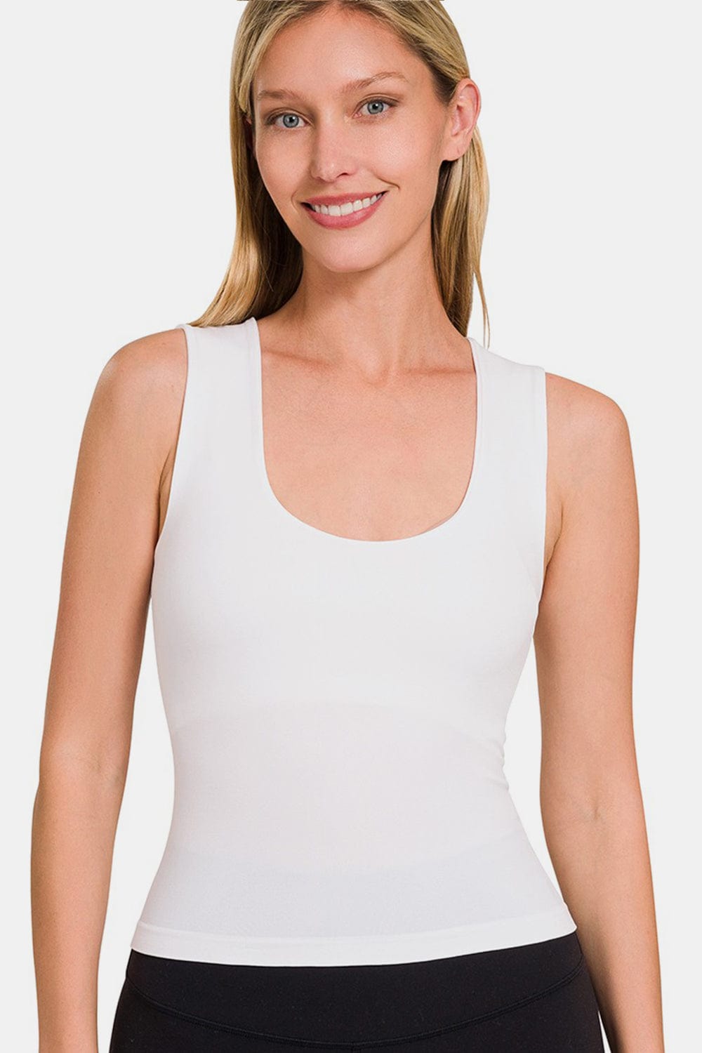 Light Gray Zenana Cropped Padded Seamless Tank