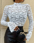 Mock Neck Long Sleeve Lace Top