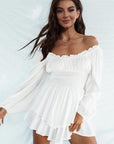 Off Shoulder Smocked Waist Romper