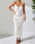 Light Gray Openwork Scoop Neck Cover-Up Dress