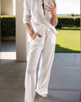 Round Neck Long Sleeve Top and Drawstring Pants Lounge Set