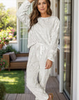 Round Neck Long Sleeve Top and Pants Lounge Set