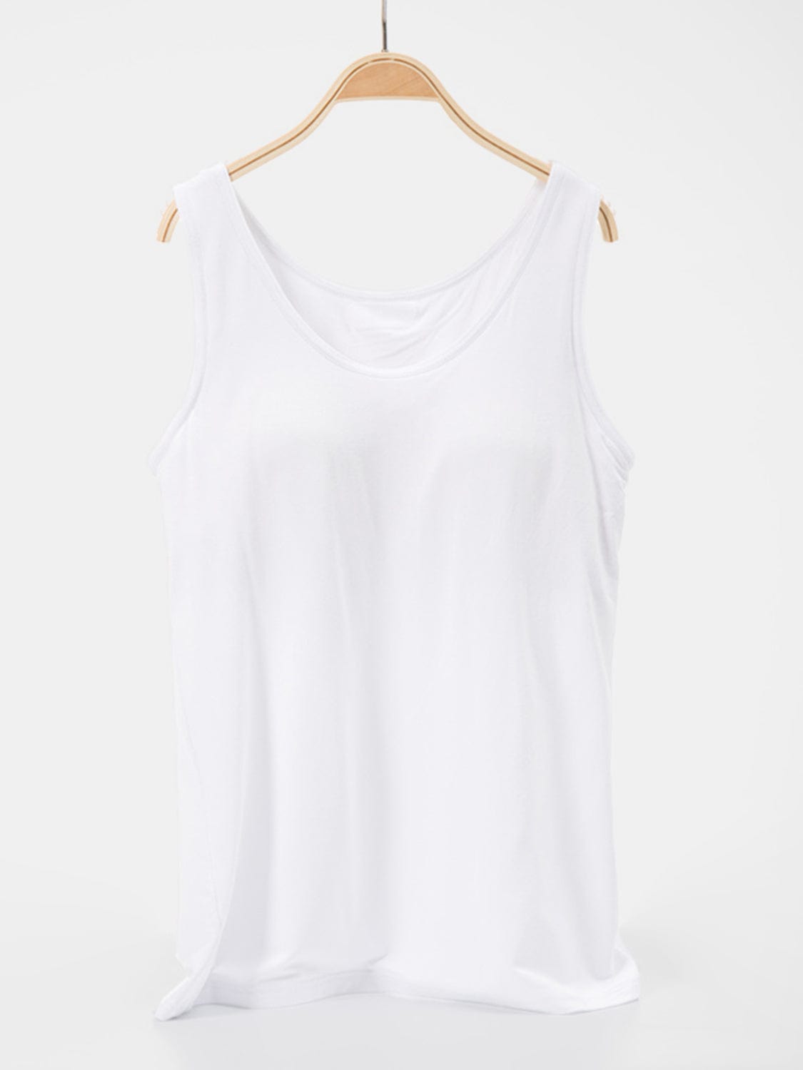 White Smoke Scoop Neck Wide Strap Tank