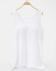 White Smoke Scoop Neck Wide Strap Tank