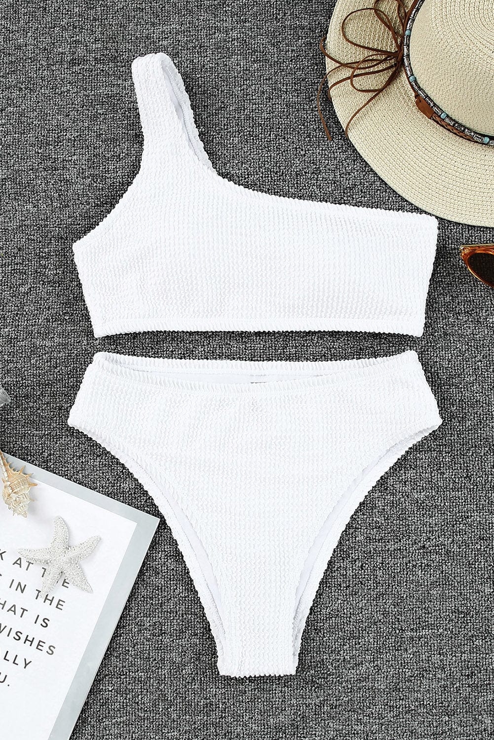 Dark Slate Gray Single Shoulder Bikini Set