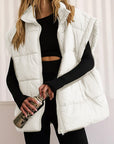 Zip Up Puffer Vest Coat with Pockets