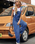 Wide Strap Wide Leg Denim Overalls