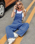 Wide Strap Wide Leg Denim Overalls