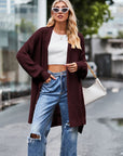 Open Front Dropped Shoulder Longline Cardigan