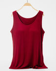 Dark Red Scoop Neck Wide Strap Tank