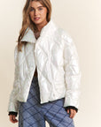 J.NNA Quilted Mock Neck Puffer Jacket