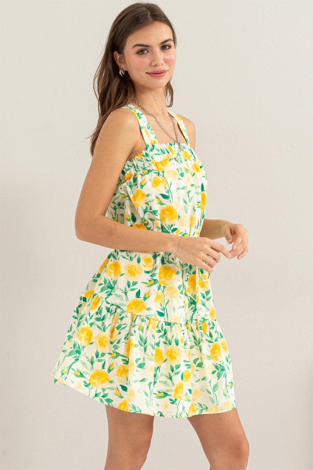 Light Gray HYFVE Floral Tie Shoulder Mini Dress