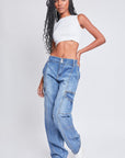 Light Gray YMI Jeanswear High-Rise Straight Cargo Jeans