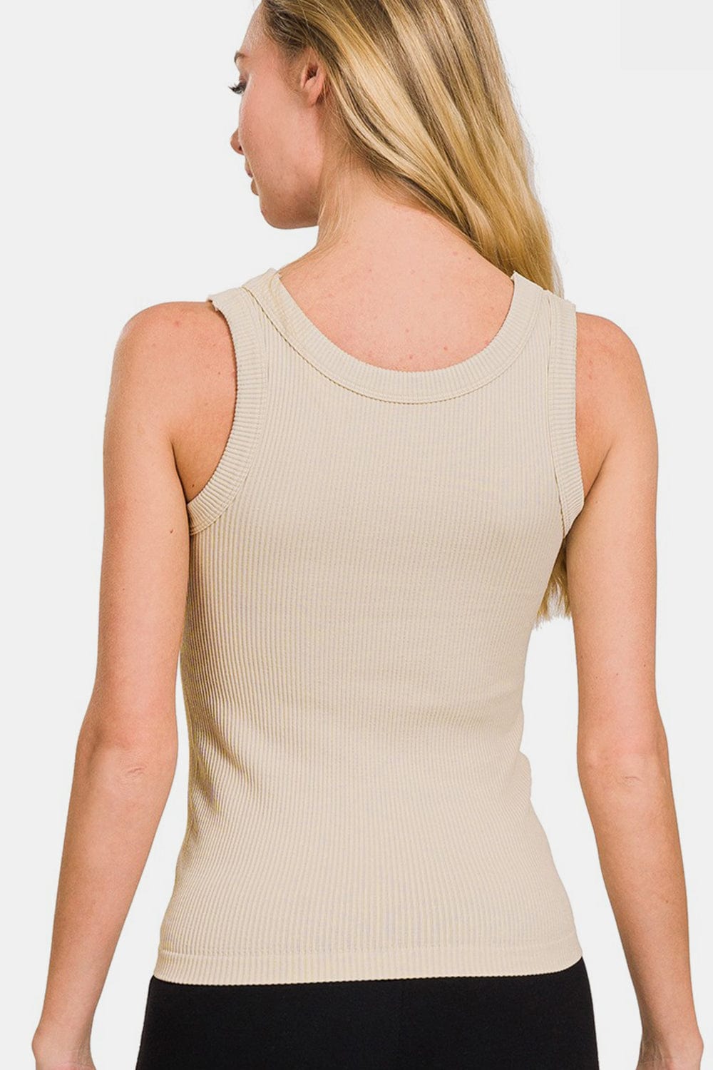 Light Gray Zenana 2 Way Neckline Washed Ribbed Tank