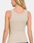 Light Gray Zenana 2 Way Neckline Washed Ribbed Tank