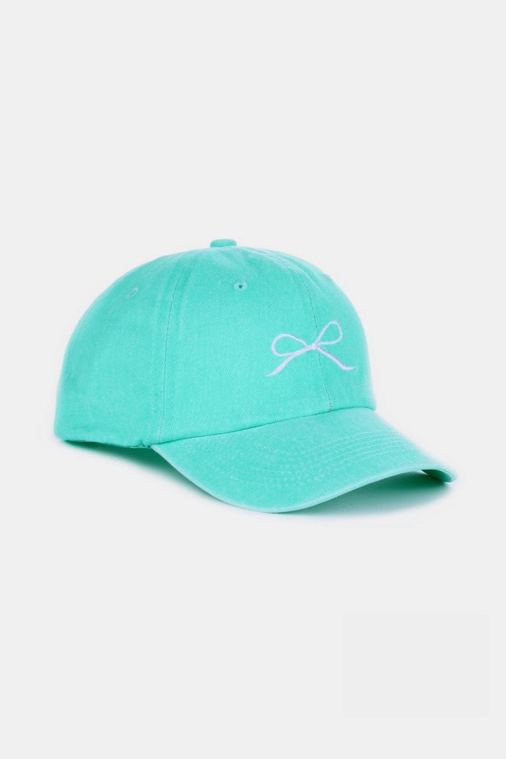 White Smoke Zenana Bow Embroidered Washed Cotton Caps