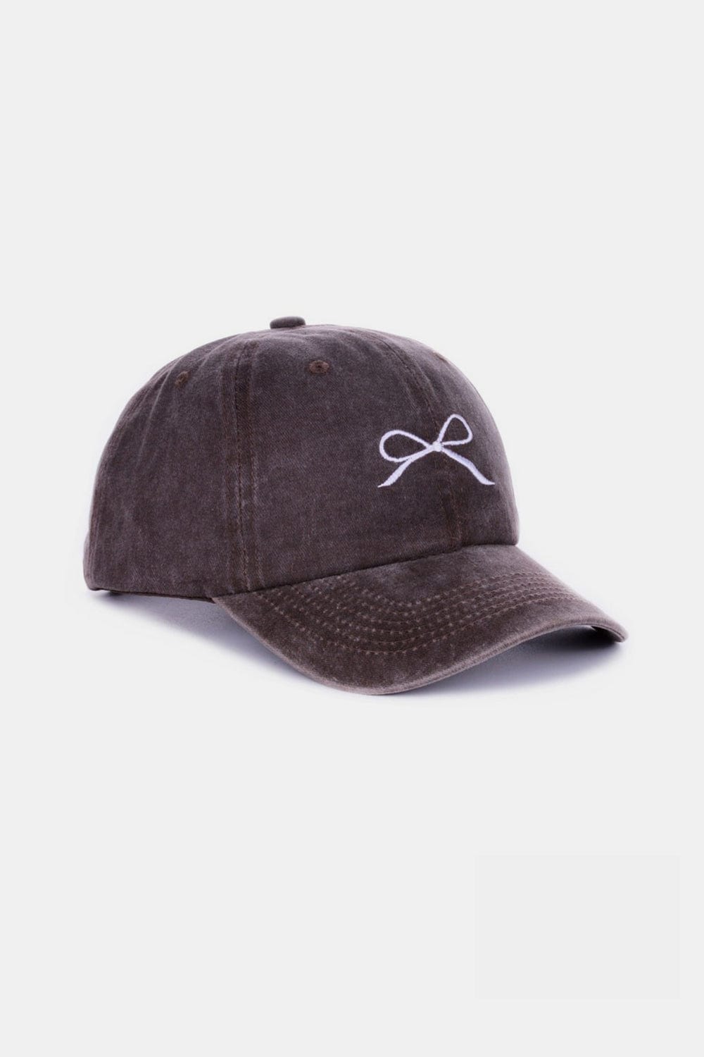 Dark Slate Gray Zenana Bow Embroidered Washed Cotton Caps