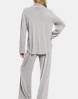 Zenana Button Down Long Sleeve Top and Pants Lounge Set