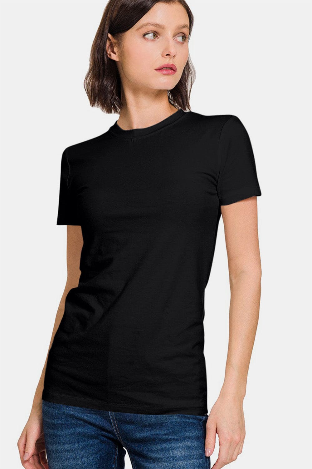 Black Zenana Crew Neck Short Sleeve T-Shirt