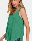 Sea Green Zenana Curved Hem Round Neck Tank