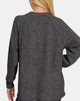 Zenana Full Size Brushed Melange Hacci High-Low Sweater