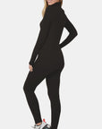 Dark Slate Gray Zenana Full Size Turtleneck Top and Leggings Lounge Set