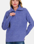 Zenana Half Zip Long Sleeve Sweater