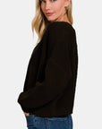 Zenana Open Front Drop Shoulder Sweater Cardigan